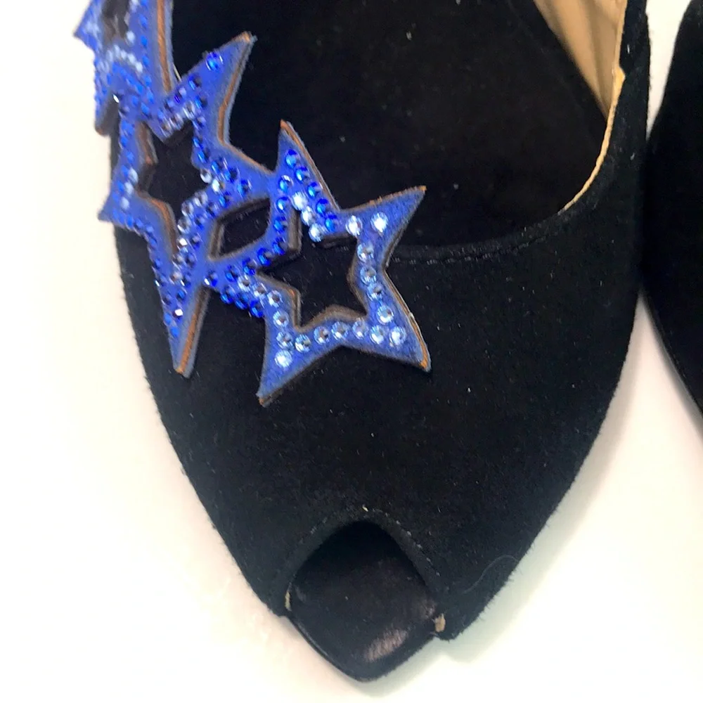 Fabi Italian black suede peep toe heels, size 37.5/6.5, unworn - Picture 4 of 15